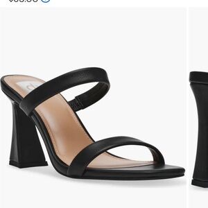 Black Double-Strap Block Heel Sandals - Women